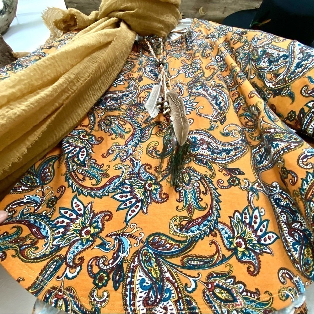 BOHO paisley peasant blouse with hippy /Western/ country Gypsy  vibe